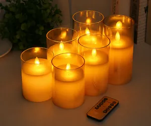Set di 6 candele LED tremolanti in vetro con telecomando e funzione timer