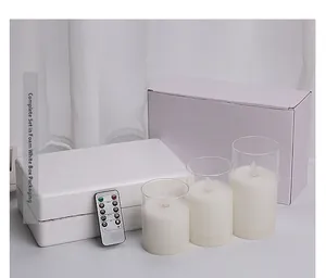 Set candele LED in vetro con telecomando e confezione protettiva in polistirolo