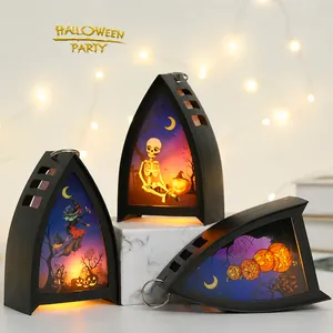 Halloween LED Lantern Portable Night Light Gothic Arch Pumpkin Skeleton Witch Battery Operated Party Decoration Home Ornament