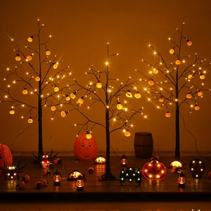 Σετ δέντρου Halloween με φωτάκια κολοκύθας, νυχτερίδες και αράχνες διακόσμηση