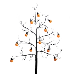 Διακοσμητικό δέντρο Halloween με δώδεκα φωτιζόμενες κολοκύθες και καπέλα μαγισσών