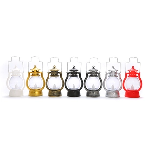 Retro LED Halloween lanterns with metal handles in seven assorted colors for party decor
