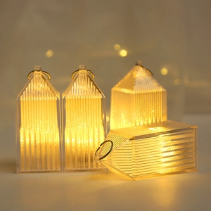 Hanging LED crystal candle lantern with warm yellow light for Christmas decoration
