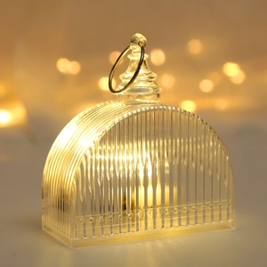 Transparent LED crystal candle lantern with warm light for Christmas decoration