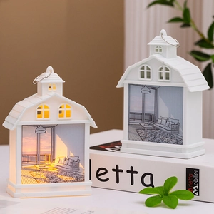 White House Shape LED Night Light Warm Sunset Scene Illustration Decorative Table Lamp With Hanging Ring For Bedroom Home Decor