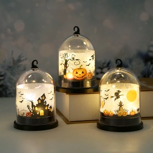 Dreiteiliges Halloween LED-Kürbis-Laternen-Set mit warmem Licht für Tischdekoration