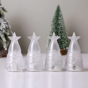 4er-Set LED Kristall-Weihnachtsbaum-Nachtlichter mit leuchtendem Stern für die Deko