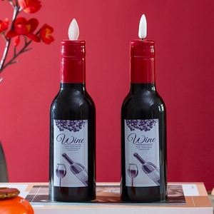 Realistic wine bottle LED candle lamp for romantic Valentine and festive table decoration