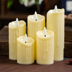 Set of 5 cream LED flameless candles with realistic wax drips for cozy home decor