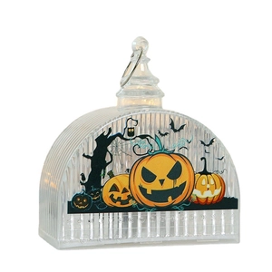 Halloween pumpkin lantern with LED light and hanging ring for spooky party decor