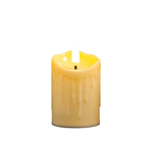 LED flameless candle with realistic warm yellow drip effect for wedding and Christmas decor
