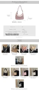 Detailed size chart and specifications for the minimalist PU leather crossbody dumpling bag