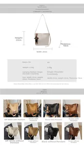 Detaillierte Größentabelle und Farbspezifikationen für die Retro-Beuteltasche aus PU