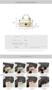 Guide des dimensions montrant la largeur et la hauteur du sac à main en cuir PU