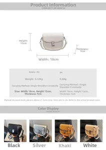 Detailed size chart for minimalist PU saddle bag measuring 18cm wide by 15cm high