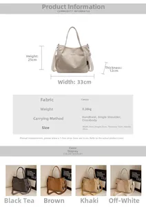 Guida alle taglie della borsa tote in tela con dimensioni 33x25x12cm e dettagli cinturino