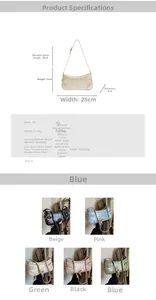 Guide des tailles et options de couleurs du sac porté épaule en cuir PU clouté