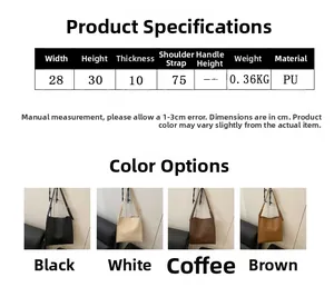 Size guide for large PU leather tote bag with detailed width height and weight measurements