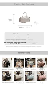 Detailed size specifications for the vintage PU leather bowling bag in multiple colors