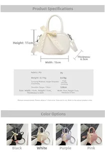 Detailed view of mini PU leather handbag specifications including dimensions and materials