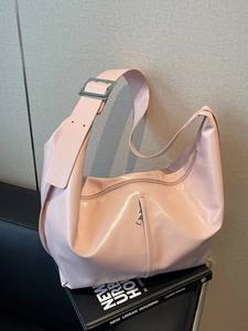 Vintage Women Large Capacity Tote Bag Glossy PU Leather Hobo Shoulder Bag Urban Commuter Crossbody Handbag