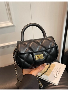 Borsa a Tracolla Trapuntata in Pelle PU con Motivo a Rombi Catena Serratura a Girello Borsa Quadrata da Donna per Feste Moda Quotidiana