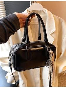 Vintage PU Leder Boston Tasche Für Damen Retro Kissen Handtasche Umhängetasche Mit Anhängern Tägliche Schultertasche Mode Satchel