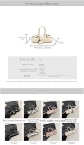 Especificaciones de tamaño detalladas y opciones de color para el bolso de hombro moda