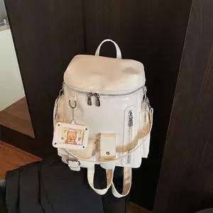 Women Fashion Backpack PU Leather Multi-Pocket Casual School Bag Korean Style Glossy Travel Bag For Ladies Daily Shopping