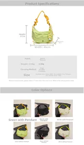 Tableau des tailles et couleurs pour le grand sac à bandoulière plissé en forme de boulette
