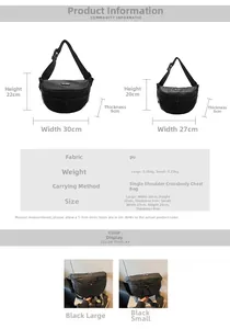 Guide des tailles pour sacs bandoulière en cuir PU demi-lune, grands et petits modèles