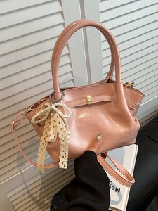 Französischer Retro Eimertasche Damen Patent PU Leder Handtasche Mit Künstliche Perle Spitze Schleife Raffinierte Umhängetasche Für Mode Alltag