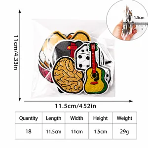 18pcs DIY embroidered cartoon patch set with size chart 11.5x11cm for clothing and bags