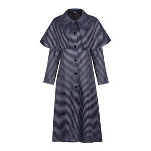 Trench-Coat Cosplay Rayé Vintage Avec Capelet Gothique Manteau à Manches Longues Pour Femmes Costume De Scène De Fête Halloween