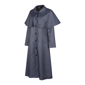 Manteau cape à rayures Wednesday Addams Family long avec design à revers double couche