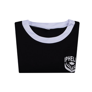 Wednesday Addams cosplay black T-shirt with white collar and crown crest print logo