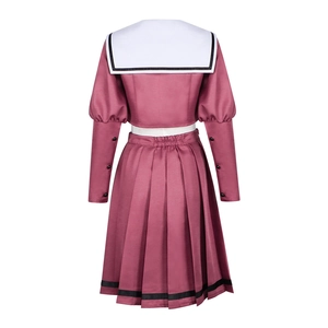 Japanese style deep pink sailor suit with long-sleeved top and pleated skirt
