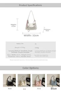 Detailed spec chart of the large PU leather tote bag with a matching small round coin purse
