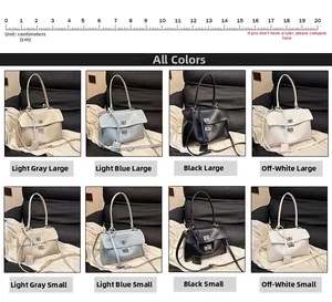 Detailed comparison of minimalist tote bags in four colors and two available sizes