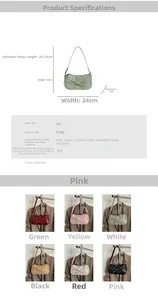 Detailed size chart and multi-color matrix of retro rivet PU leather shoulder bags