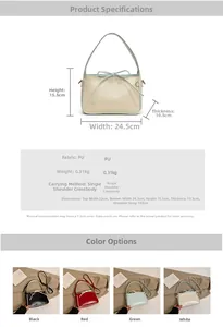 Tableau des tailles détaillé et spécifications du sac seau en cuir PU en quatre couleurs