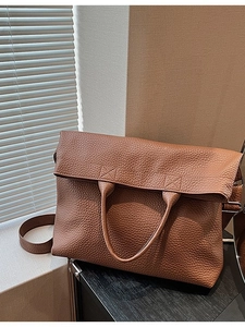 Große PU Leder Damen Einkaufstasche Kieselstein Textur Faltbare Klappe Handtasche Schulter Umhängetasche Mode Pendler Tasche