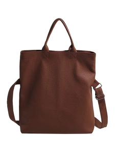 Braune Shopper-Tasche aus Leder mit Doppelgriff und verstellbarem Schultergurt
