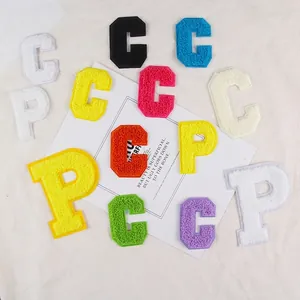 Colorful chenille alphabet letter patches for DIY clothing and bag decoration
