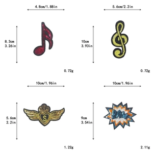 Sequin embroidery patches set with dimensions and weight for DIY clothing decor