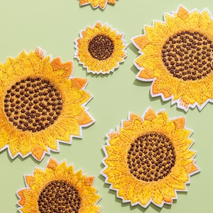Embroidered sunflower iron-on patch set for DIY clothing and bag decoration