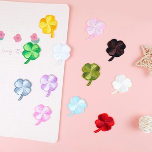 Lucky Four Leaf Clover Embroidery Patch Floral Iron On Sew On Applique For Clothing Bag Hat DIY Decoration Craft Accessory