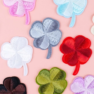 Set of colorful clover embroidered patches for DIY clothing, bags, and hats decoration