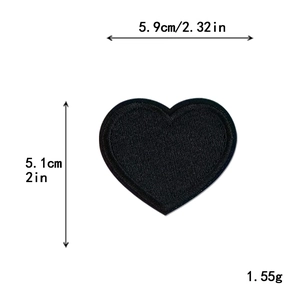 Black heart-shaped embroidered patch for clothing decoration and DIY repair projects