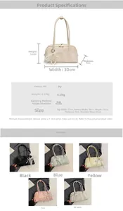Detailed size specifications and color matrix for the elegant Boston shoulder bag